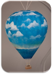 Tierurne Heißluftballon Sommerhimmel mit Abendrot